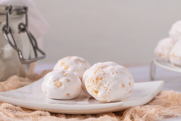 Traditional portuguese sweets beijinhos, regional sweet from Pombal, Portugal