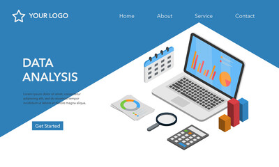 Isometric design Data Analysis. Modern vector illustration concepts for background, banner, mobile app and website.