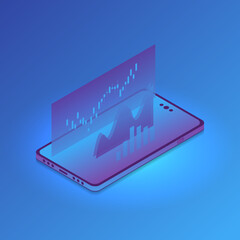Isometric design Data Analysis. Modern vector illustration concepts for background, banner, mobile app and website.