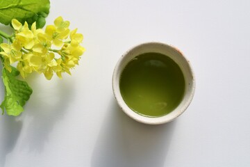 Obraz na płótnie Canvas 日本茶　緑茶　お茶　菜の花