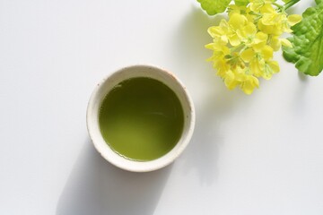 Obraz na płótnie Canvas 日本茶　緑茶　お茶　菜の花