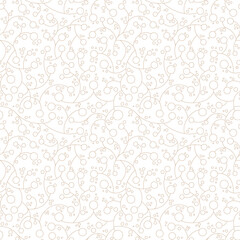 Beige leaf seamless texture floral pattern. Vector Brown leaves and sprouts. Illustrated background. Print for textile fabrics or web. white