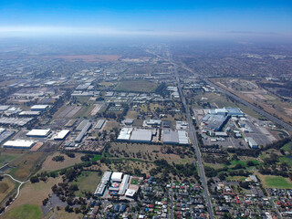 Panoramic aerial view of Broadmeadows Houses roads and parks in Melbourne Victoria Australia