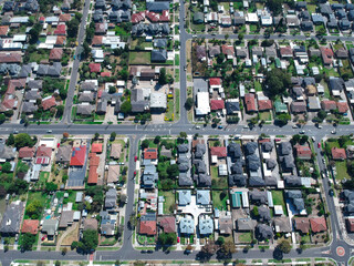 Panoramic aerial view of Broadmeadows Houses roads and parks in Melbourne Victoria Australia