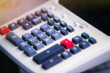 close up of a calculator on the table