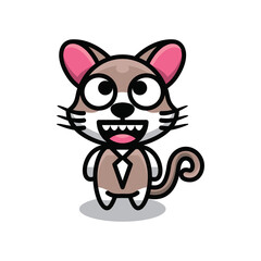 Simple Cat Mascot Logo Design. Abstract emblems, design concepts, logos, logo type elements