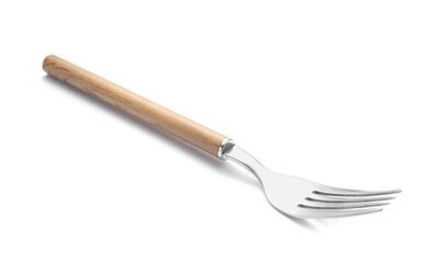 Stylish fork on white background