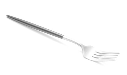 Stylish fork on white background