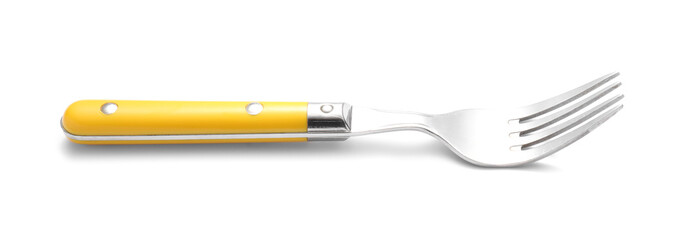 Stylish fork on white background