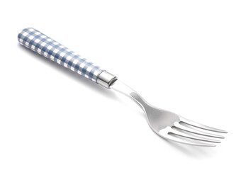 Stylish fork on white background