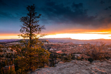 dramatic sunrise in Bryce Canyon National Park in Utah