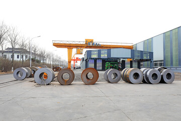 Obraz premium Coils of steel are in the factory