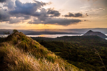 Fototapeta premium dramatic photos of the worlds smallest volcano. The Taal volcano in the Philippines before its eruption in 2020.