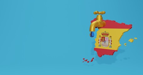 Water crisis and dry season in spain for infographics and social media content in 3D rendering 