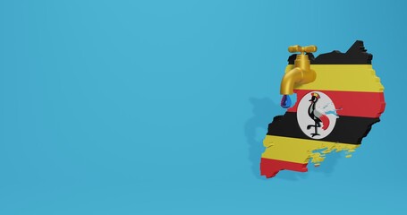 Water crisis and dry season in uganda for infographics and social media content in 3D rendering 