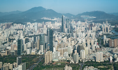 Obraz premium Aerial photography of Shenzhen architecture landscape skyline
