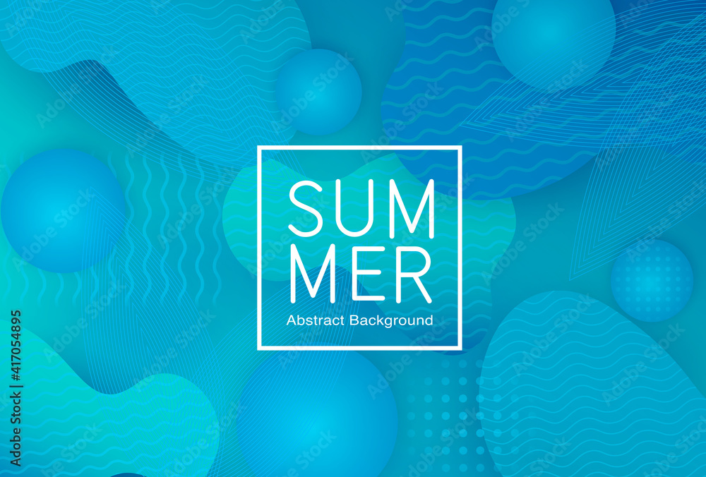 Poster summer vector abstract background design. summer abstract background text in white frame with aquati