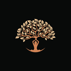 Abstract Human tree logo. Unique Tree Vector illustration 
with circle and abstract woman shape.

