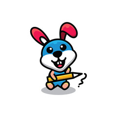 Fototapeta na wymiar Simple Mascot Logo Design Rabbit. Abstract emblems, design concepts, logos, logotype elements