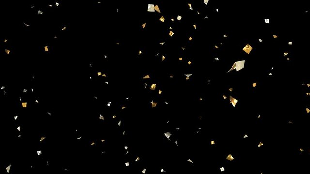 紙吹雪 金 銀 パーティクル キラキラ 黒背景 [ループ対応] [別Verあり]