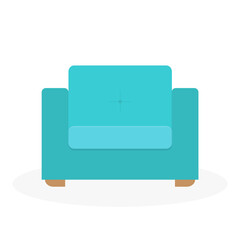 A cozy green chair. An interior item. Flat vector illustration