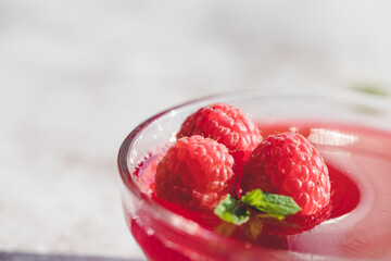 raspberry jelly in a glass
