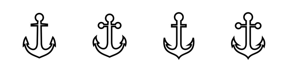 Anchor icons set. Anchor symbol logo. Anchor marine icon.