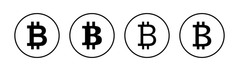 Bitcoin sign icons set. Crypto currency symbol. Blockchain. Cryptocurrency