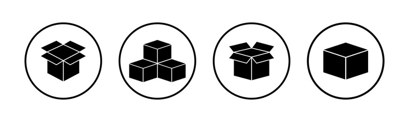 Open box icons set. Cardboard box, packaging open. Box icon vector