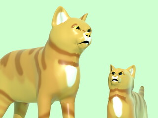 見つめあう猫の親子