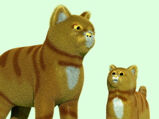 見つめあう猫の親子