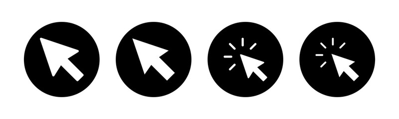 Click icons set. Cursor icon. Computer mouse click cursor black arrow icons