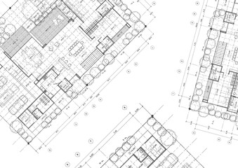 Fototapeta premium Write a blueprint architecture for building.