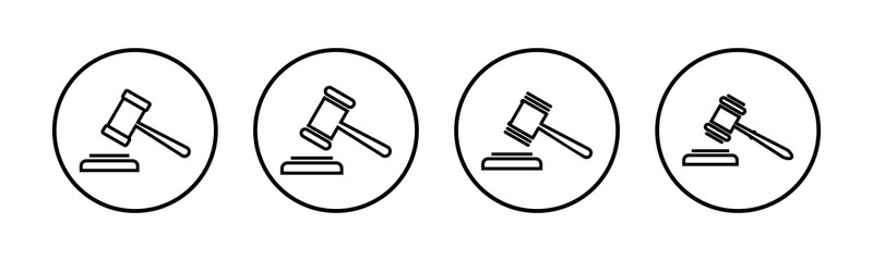 Gavel icons set. Hammer icon vector. Judge Gavel Auction Icon Vector. Bid