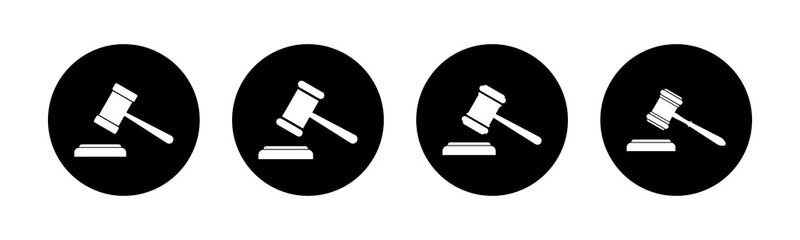 Gavel icons set. Hammer icon vector. Judge Gavel Auction Icon Vector. Bid
