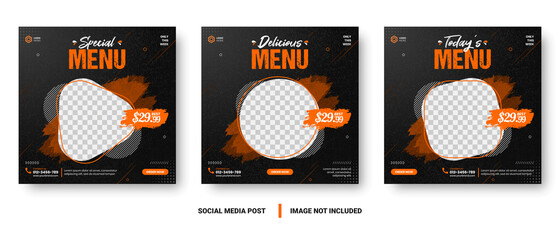 Food menu banner social media post - obrazy, fototapety, plakaty