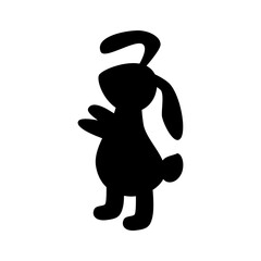 Bunny, rabbit silhouette on white background. Vector illustration.