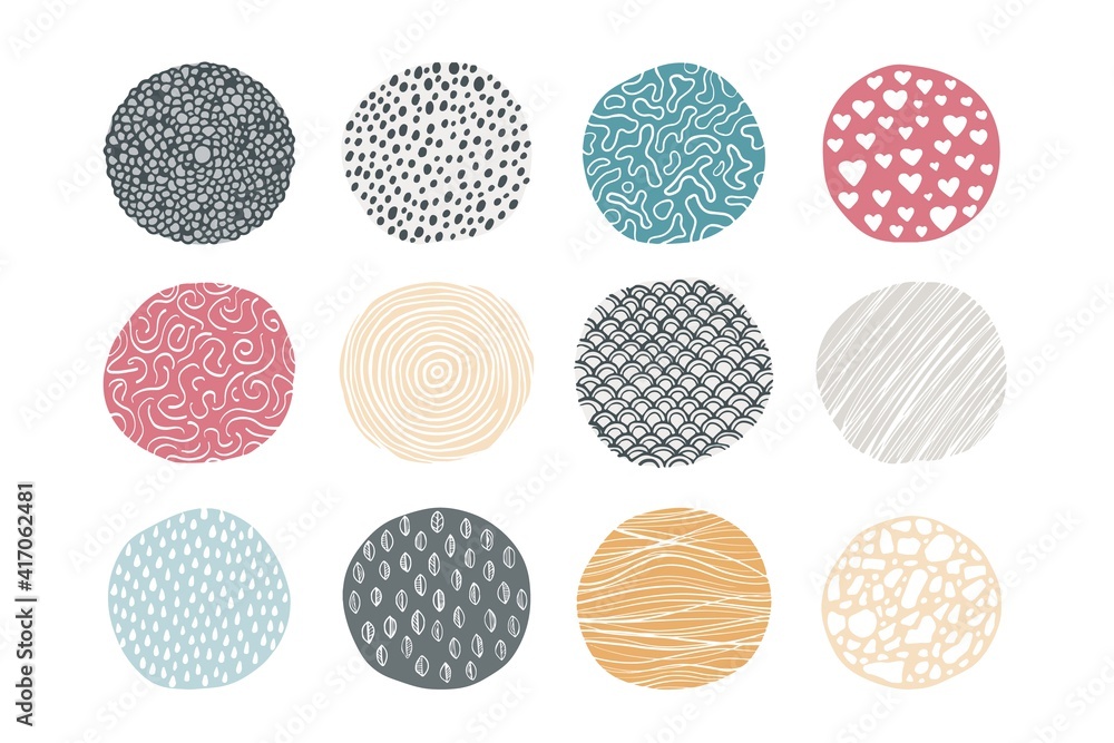 Poster abstract circle pattern. natural geometric texture with hand drawn doodle repeating prints. decorati