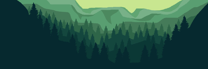 Fototapeta premium Mountain vector illustration flat design for web banner and wallpaper background