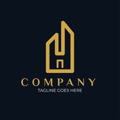 Modern house logo design, Initial logo for House, Home, Historical, Hotel logo design