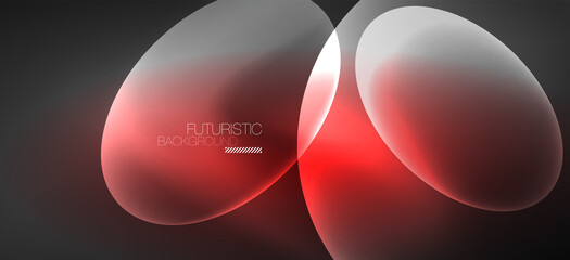 Neon ellipses abstract backgrounds. Shiny bright round shapes glowing in the dark. Vector futuristic illustrations for covers, banners, flyers and posters and other