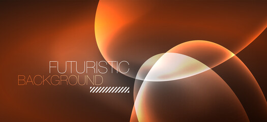 Neon ellipses abstract backgrounds. Shiny bright round shapes glowing in the dark. Vector futuristic illustrations for covers, banners, flyers and posters and other