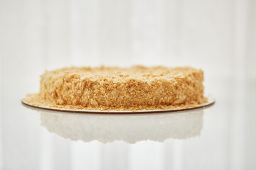 Homemade cake close up. Home atmosphere