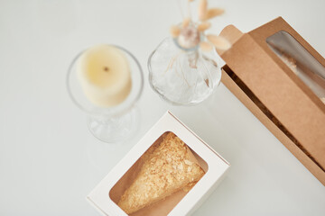 Homemade cake snack in the box, take away