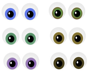 Multicoloured Googly Eyes on Transparent Background Vector