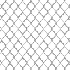 Chain link fence wire mesh steel metal. Fence section. 3D vector illustration isolated on white.