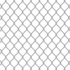 Chain link fence wire mesh steel metal. Fence section. 3D vector illustration isolated on white.