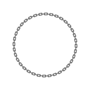 Black round chain circle frame. Flat vector illustration isolated on white.