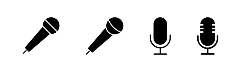 Microphone Icons set. Mic sign. Karaoke microphone icon. Broadcast mic sign