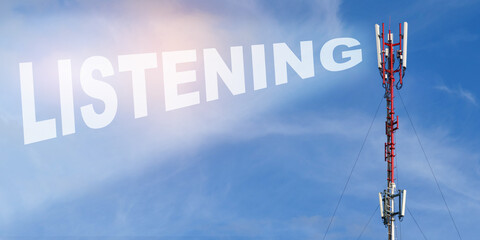 Against the background of a blue sky with clouds it is written - LISTENING